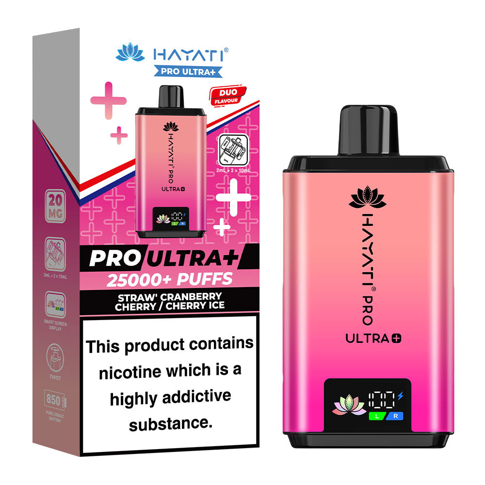 Hayati Pro Ultra Plus 25000 Puffs Disposable Vape - Straw' Cranberry Cherry / Cherry Ice